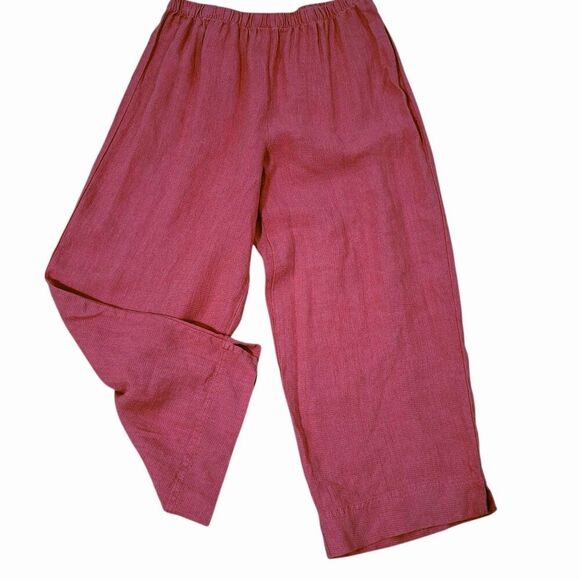 Chicos Women's Elastic Waist Pull-on Terracotta Linen Blend Ankle Pants Sz 1 - Picture 1 of 6